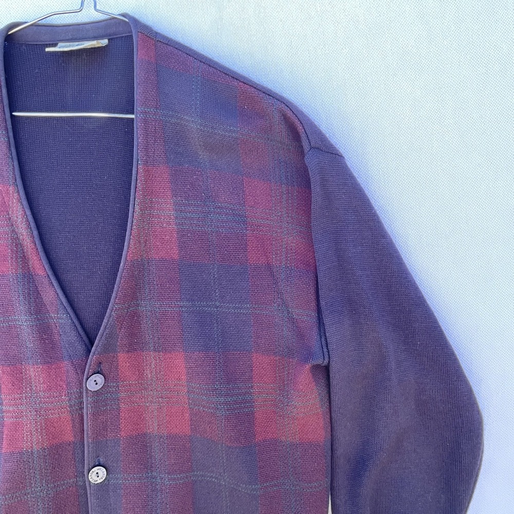 Vintage Aklanda 100% Wool Cardigan Grandpa sweater Knit Australian Made sz Large - Picture 8 of 11